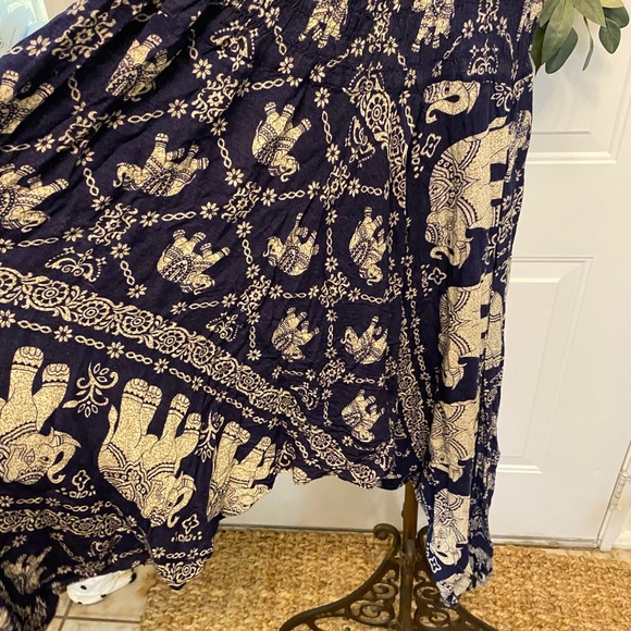 Earthbound Boho Lightweight Elephant Print wide Leg Harem Pants M - Picture 7 of 9